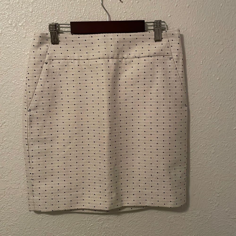 Ann Taylor white with black pooka dot skirt